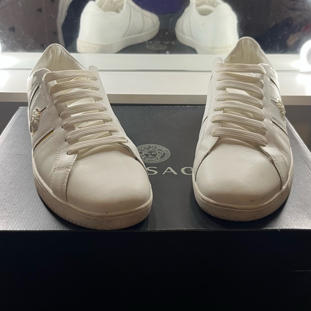 Versace white and gold shoes
